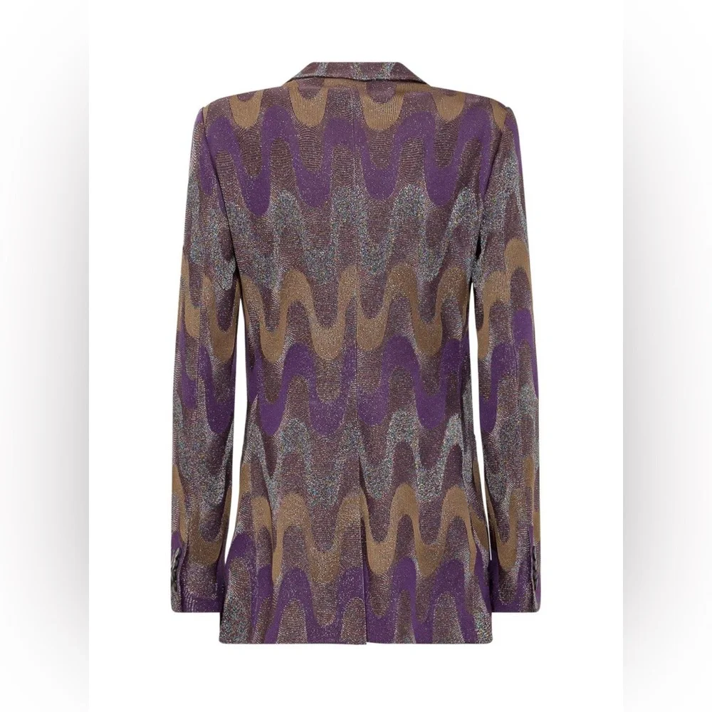 M MISSONI PURPLE ZIGZAG Metallic Blazer Jacket with Metallic Fiber - Picture 2 of 8